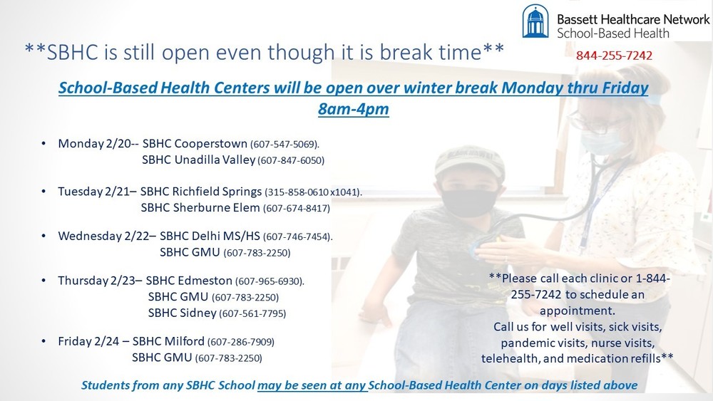 SBHC Winter Break Hours of Operation