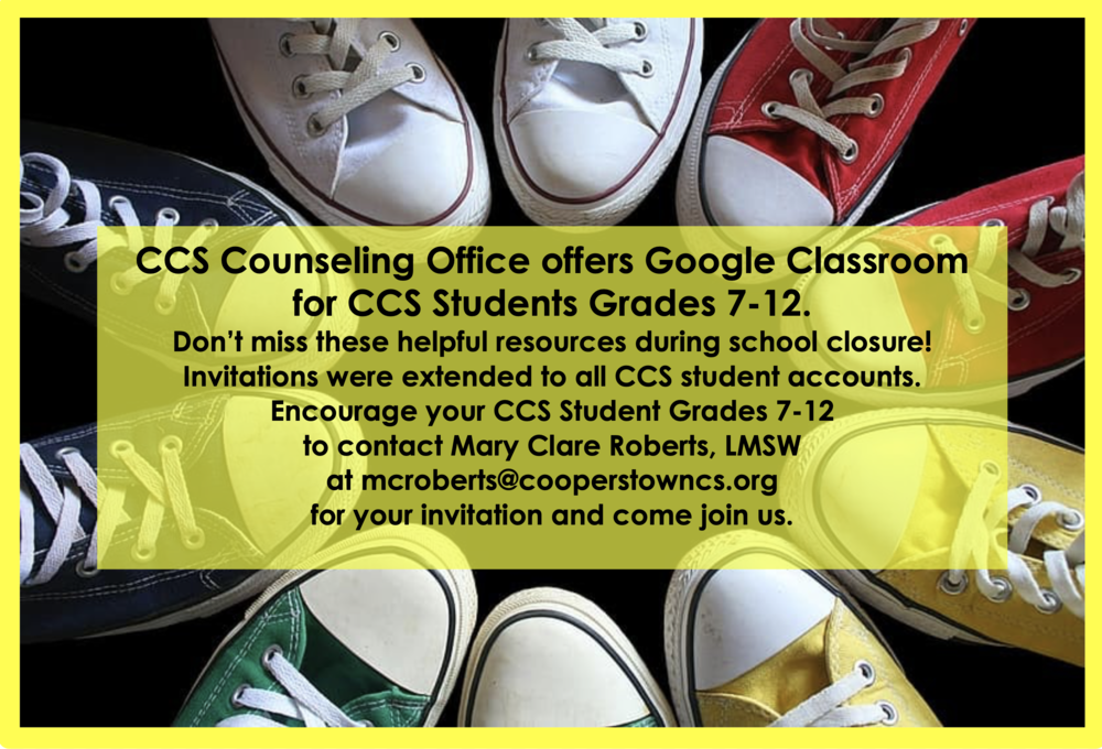 CCS Counseling Starts Google Classroom for Grds 7-12