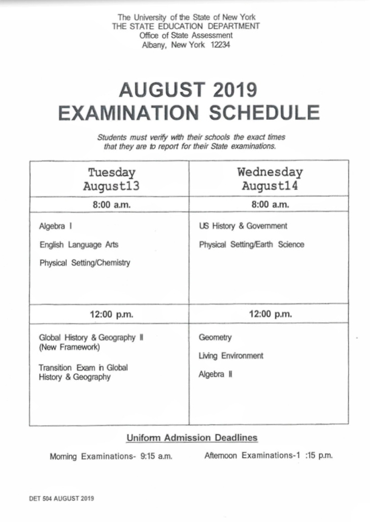 August 2019 Regents Exam
