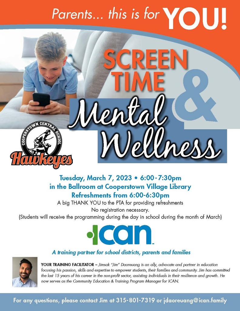 ICAN Screen Time & Mental Wellness Presentation Notification Flyer